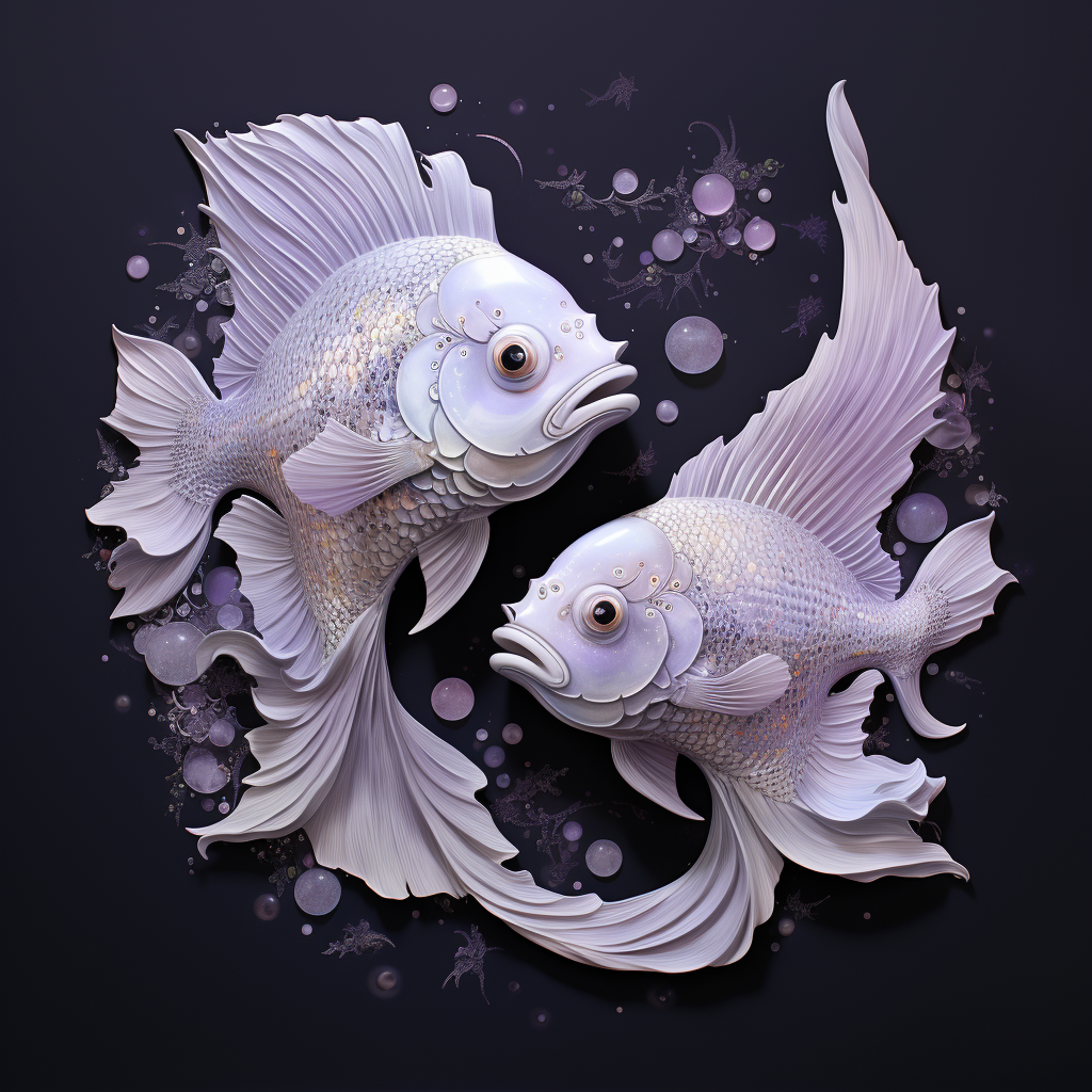 cosmic fish Pisces in grey