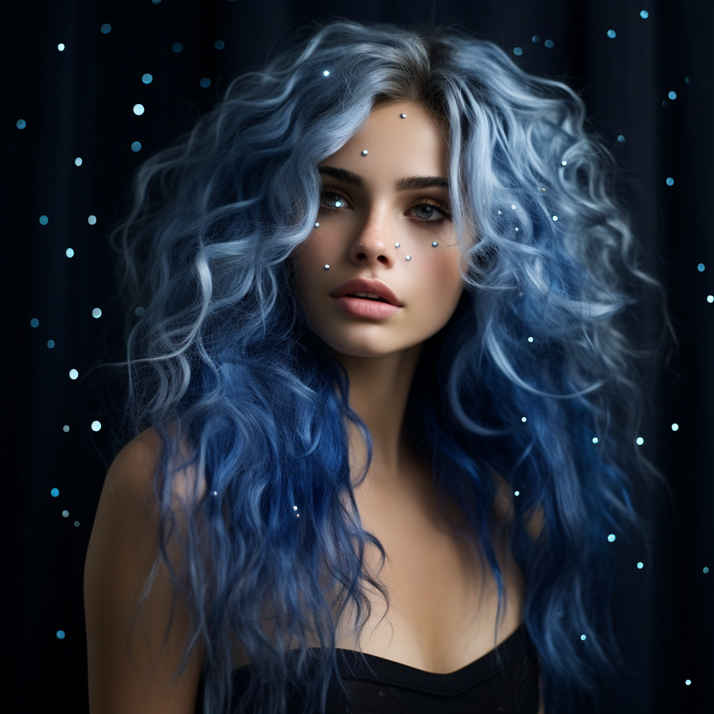 Girl with cosmic-inspired hair and captivating gaze