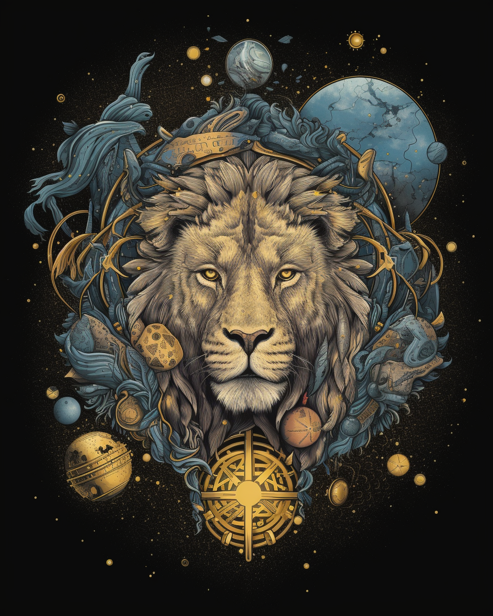 Cosmic Lionheart in Gold and Blue