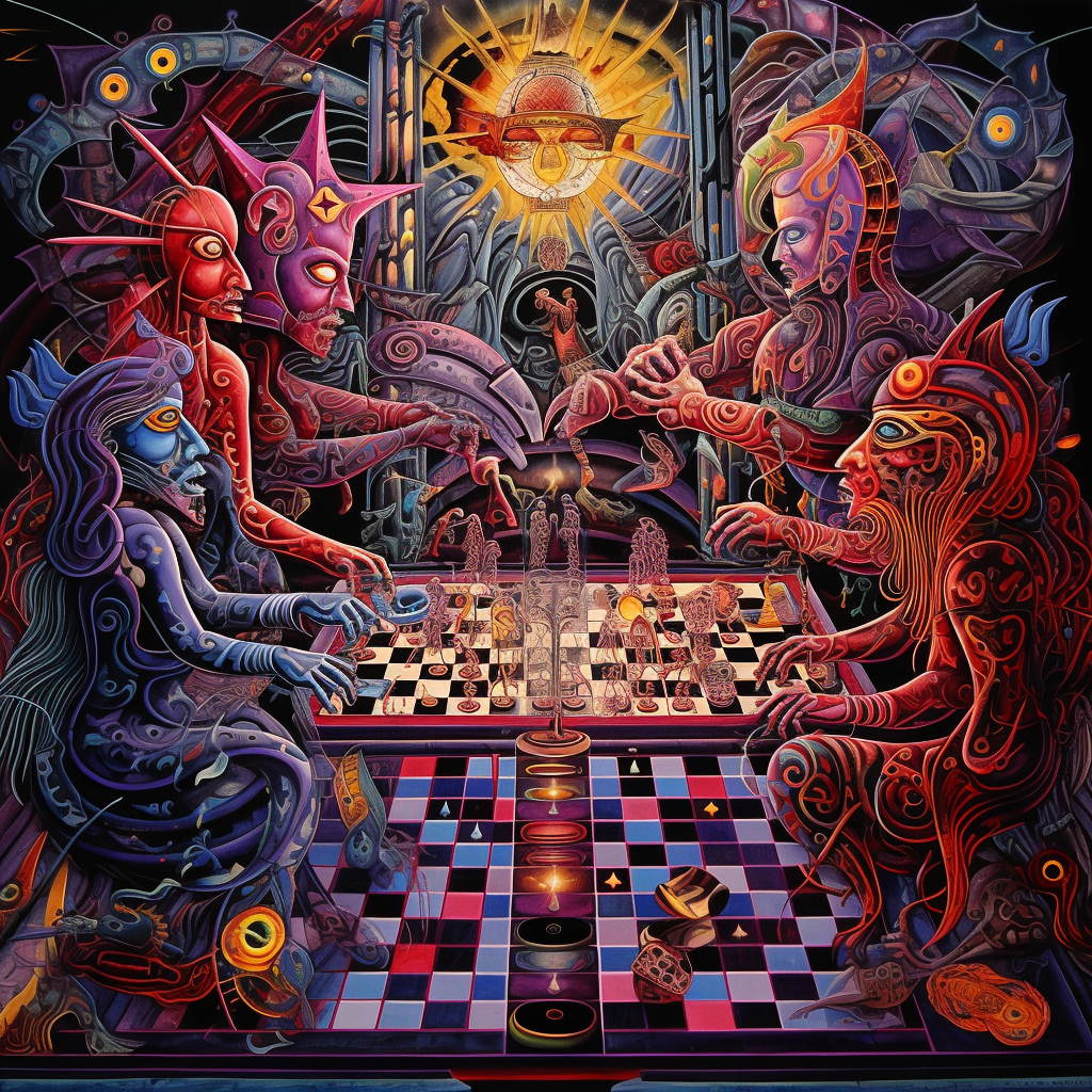 Heavenly Chess Game: Divine Entities in Battle