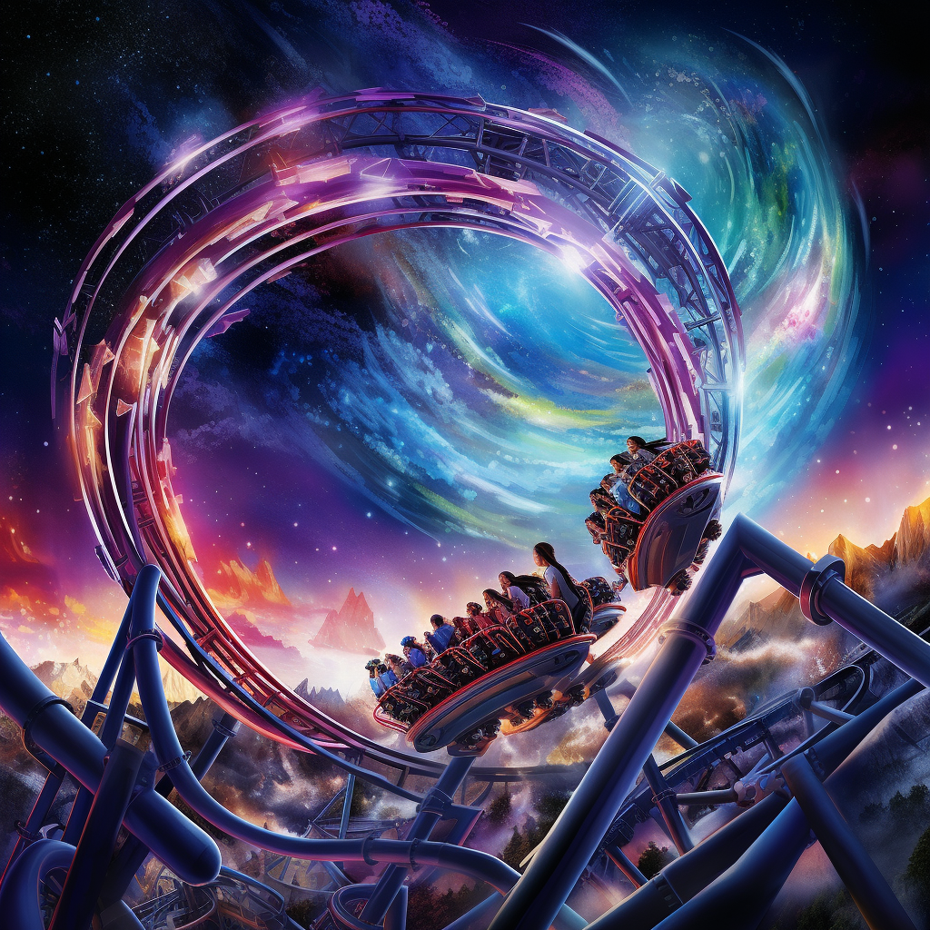 Thrilling cosmic roller coaster ride