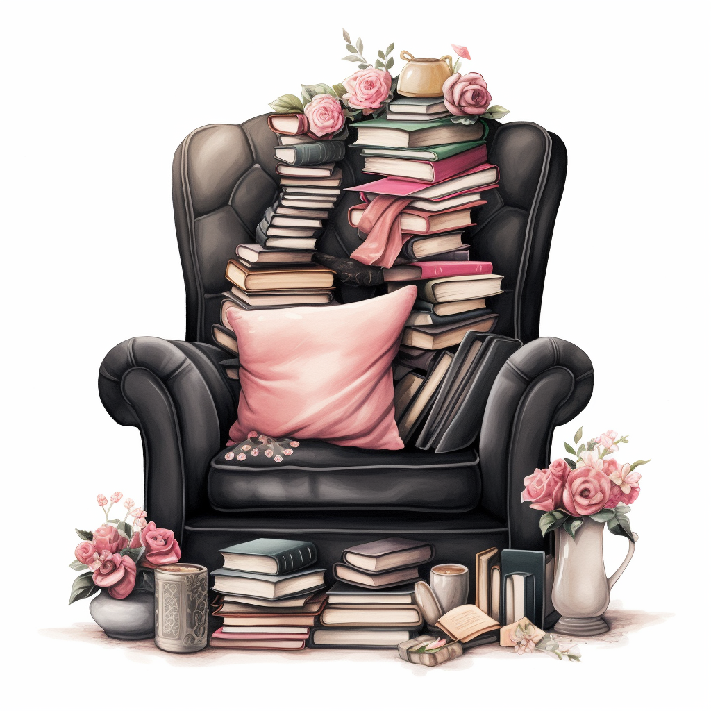 Cosy chair with books illustration