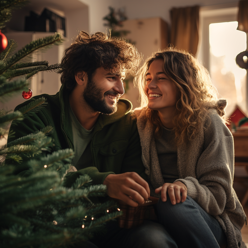 Beautiful Christmas living room with couple