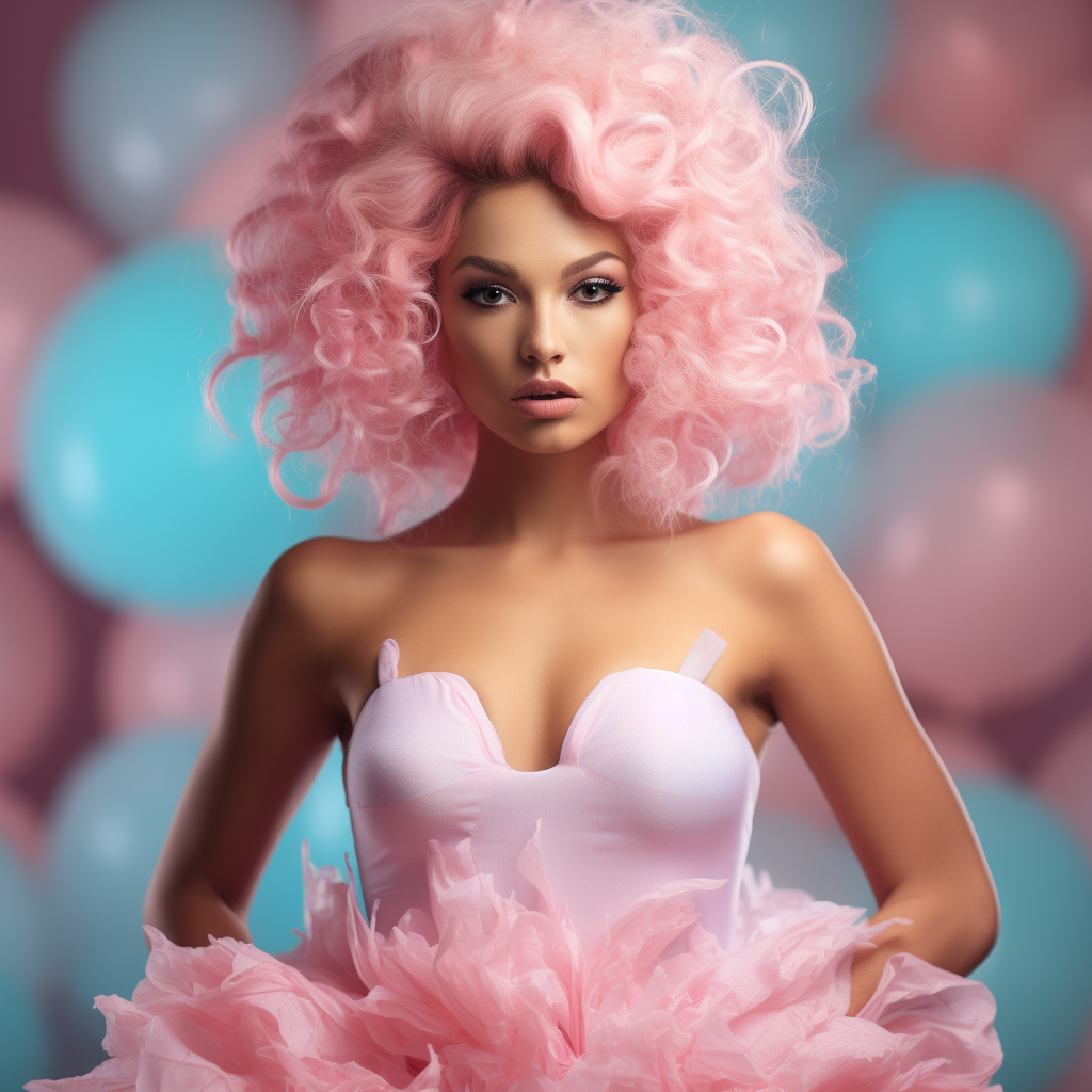 Realistic Cotton Candy Outfit Model