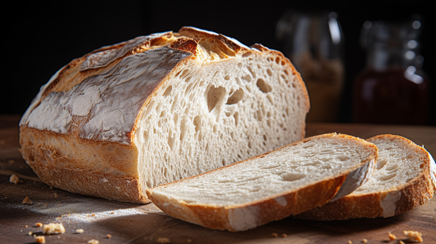 Delicious country bread slice on a plate