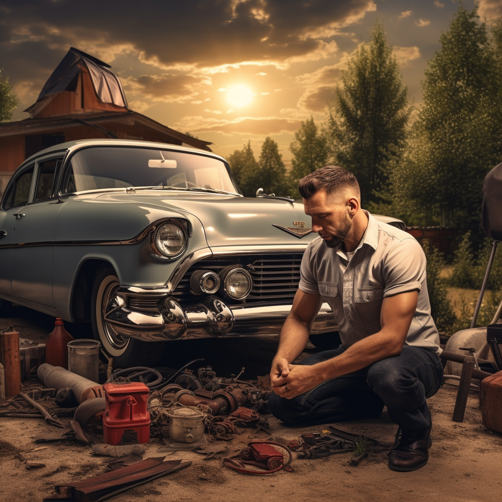 Country singer and Jesus restoring classic car