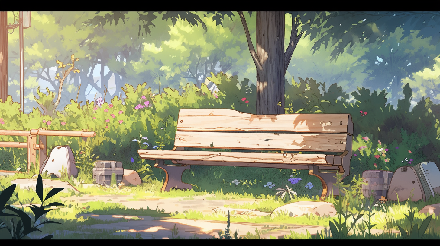 Serene bench at a country station