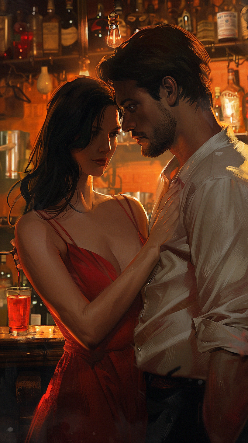 Couple in Bar Eye Contact