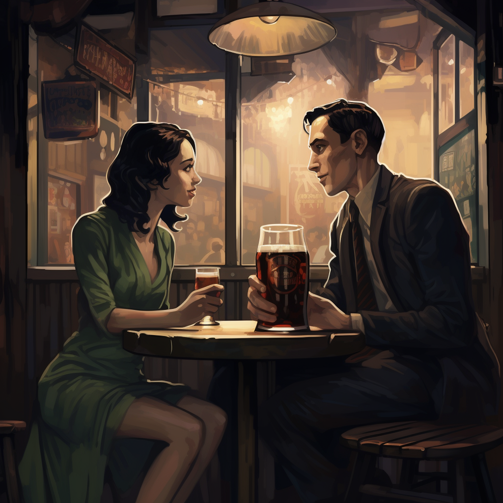 Couple enjoying beer in Lovecraftian fashion