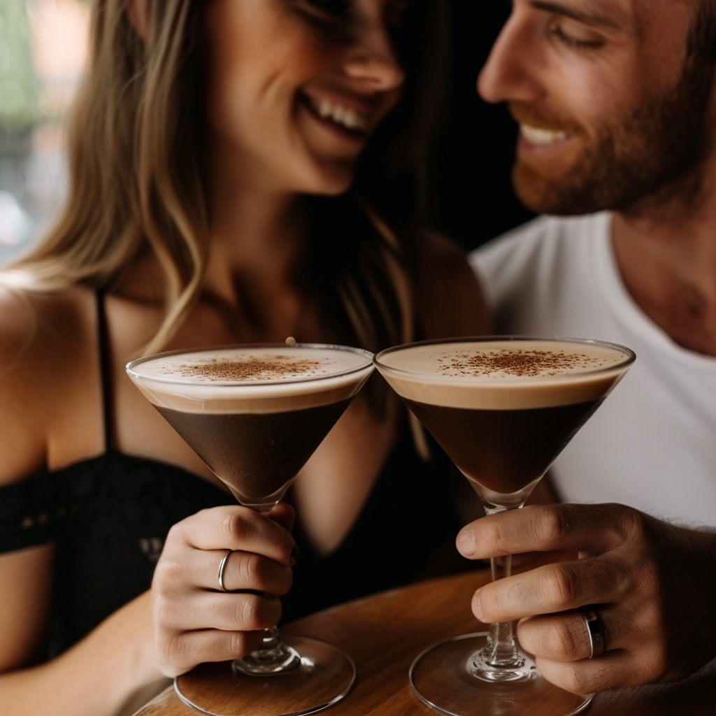 Couple enjoying espresso martini tea