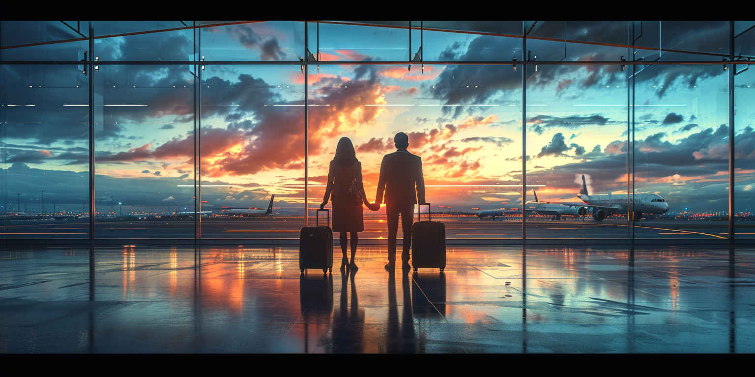 Couple with Suitcase at Airport