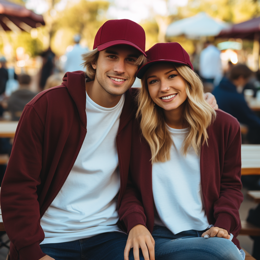 Couple tailgating at football game