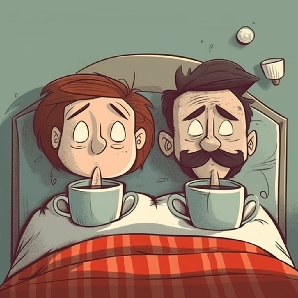 Couple enjoying morning coffee in bed