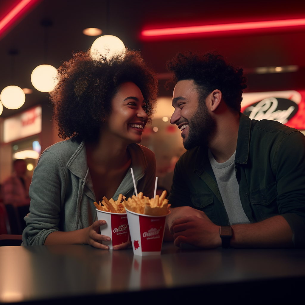 Couple arguing over fries at KFC