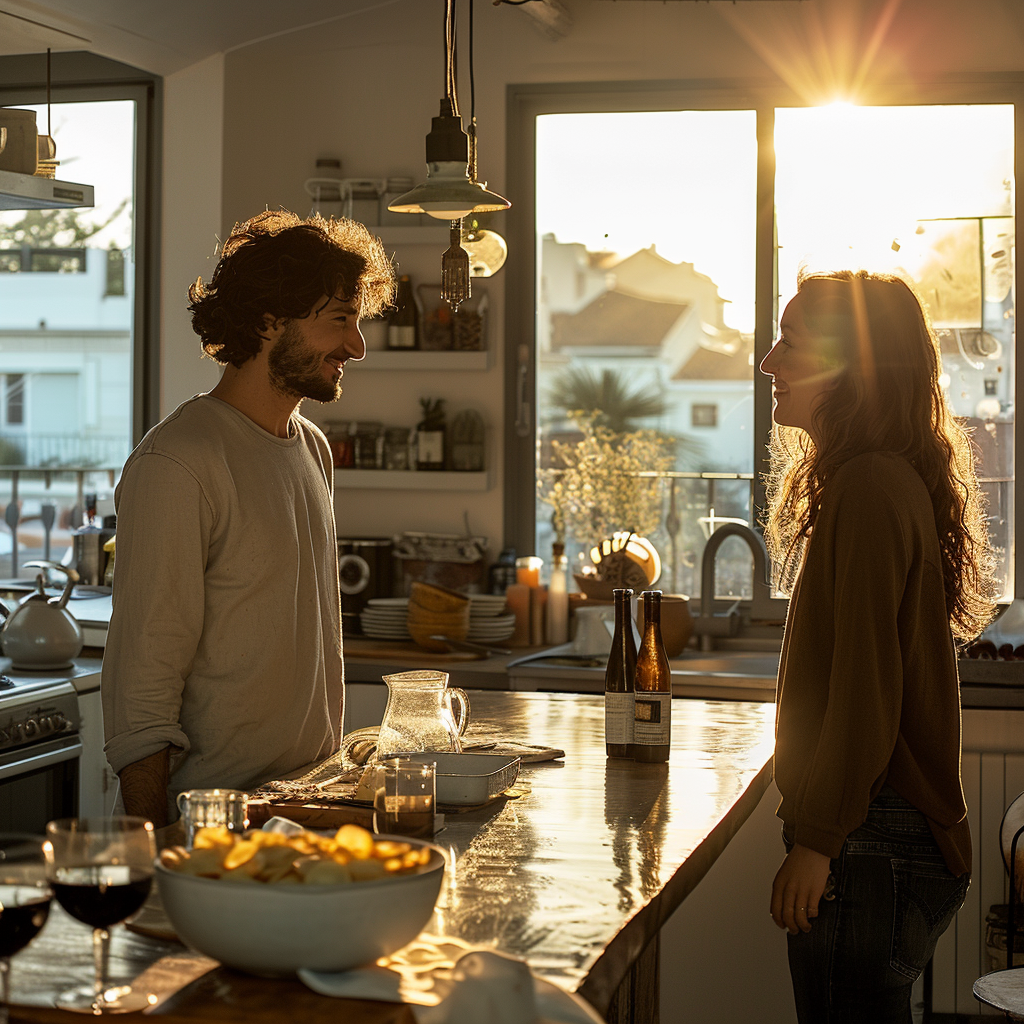 Couple in Kitchen Bar Area