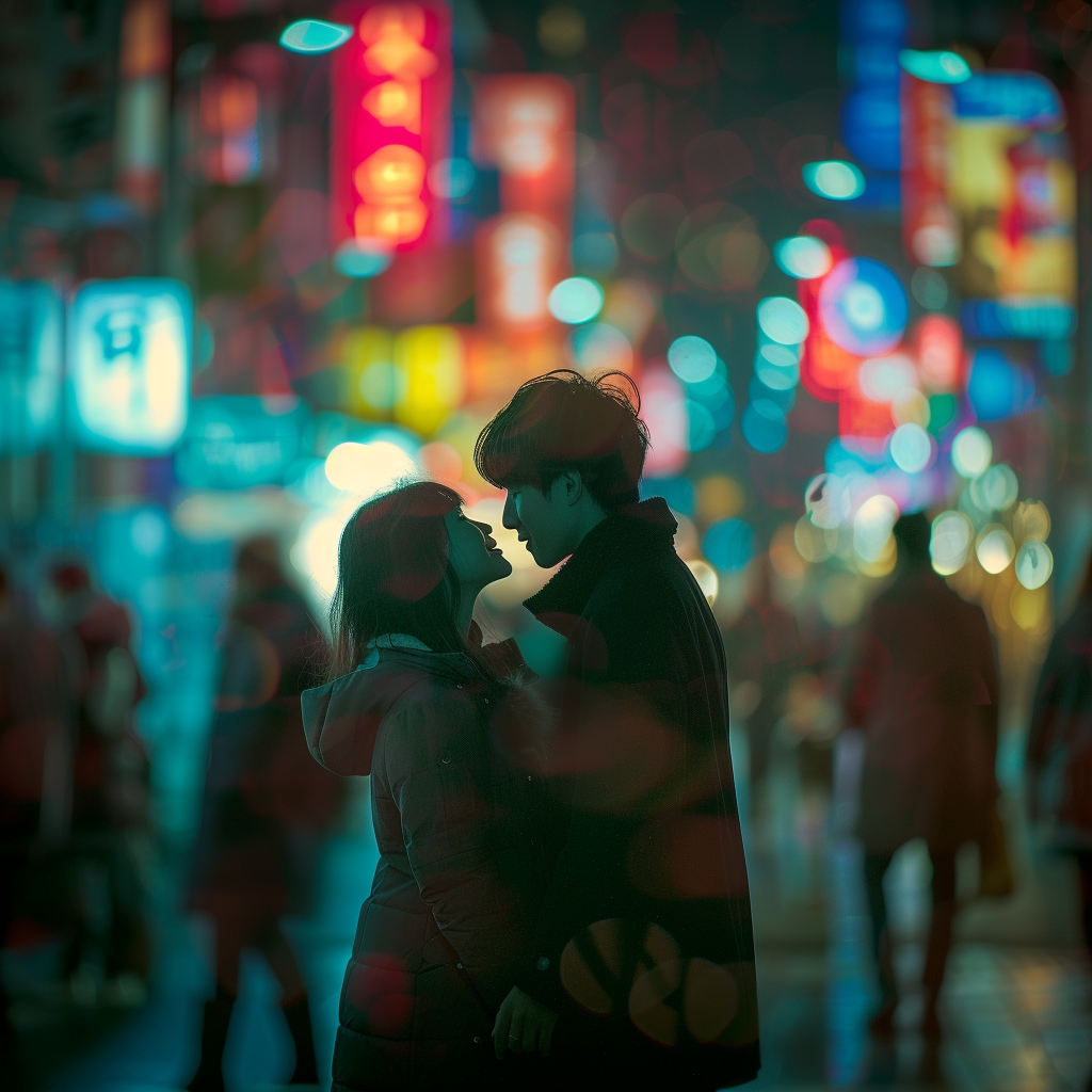 Couple woman giving chocolates on Valentine's Day