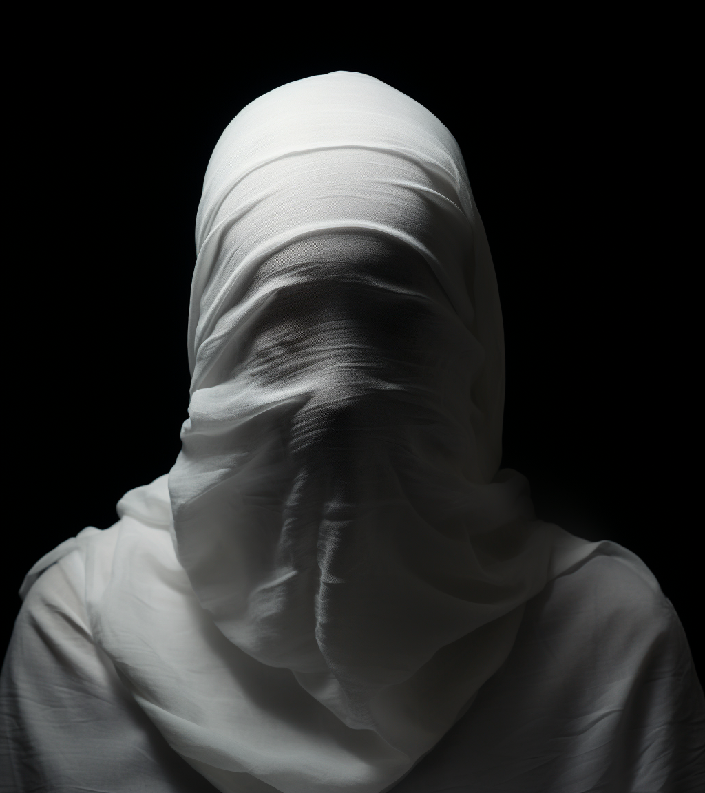 Portrait of a person with covered face