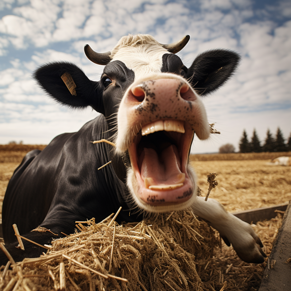 Cow Chewing Grain Picture