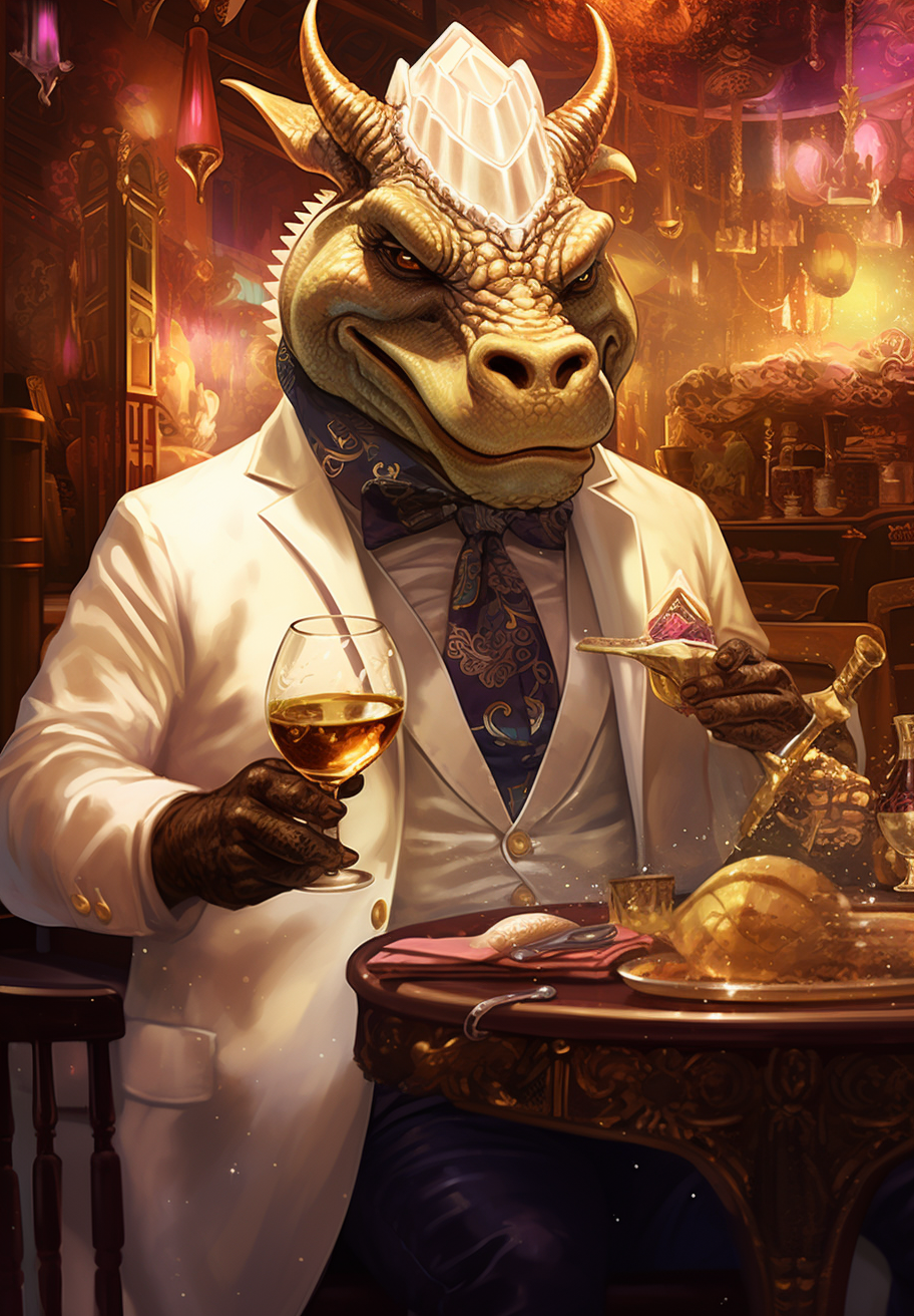 Cow and Asian Dragon at Bar