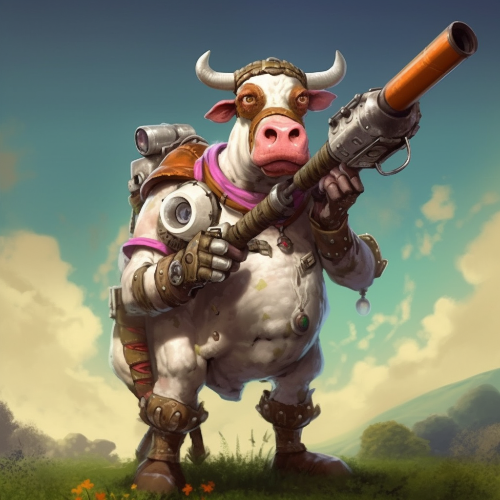 Funny Cow Humanoid with Bazooka