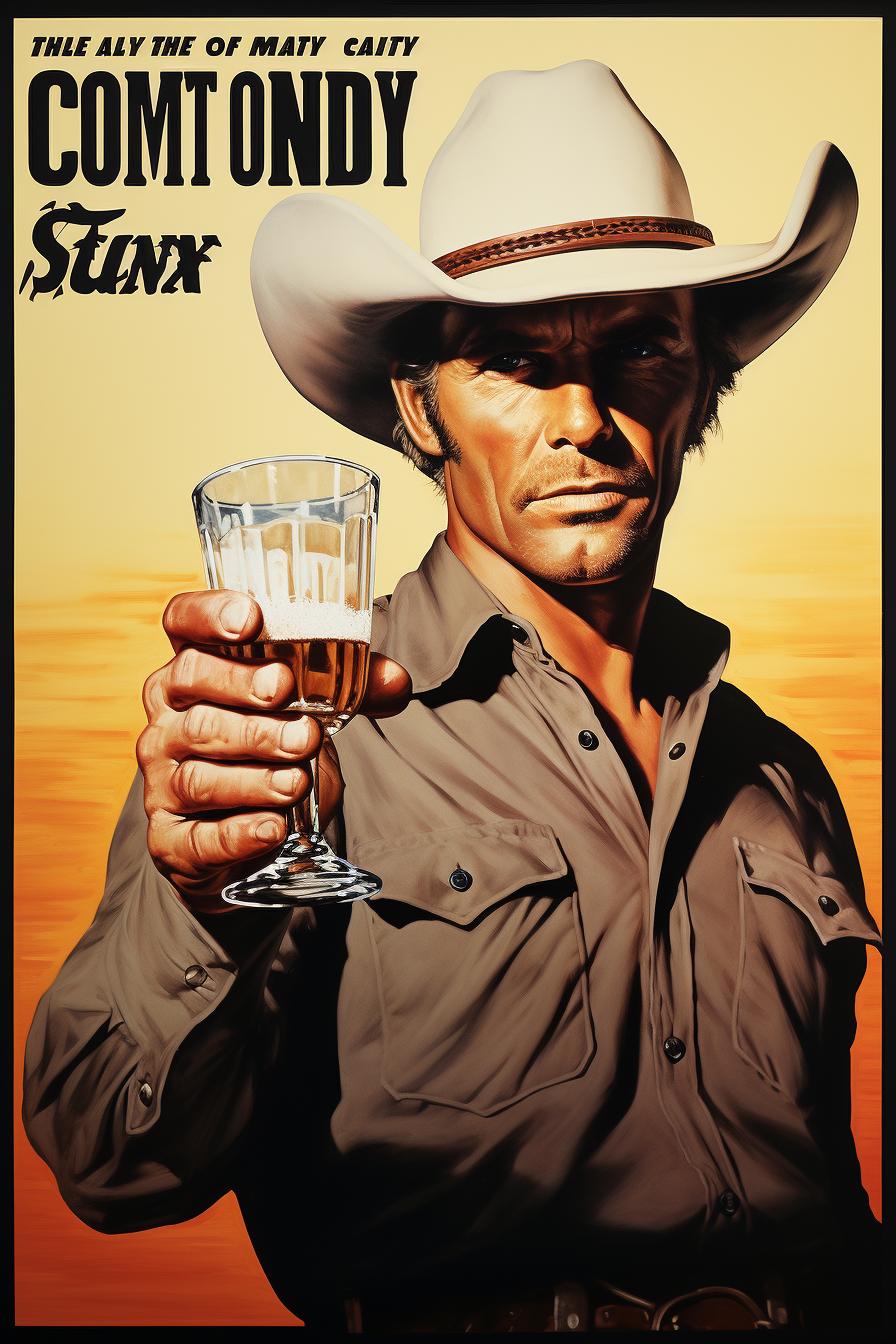 Cowboy with glass of alcohol