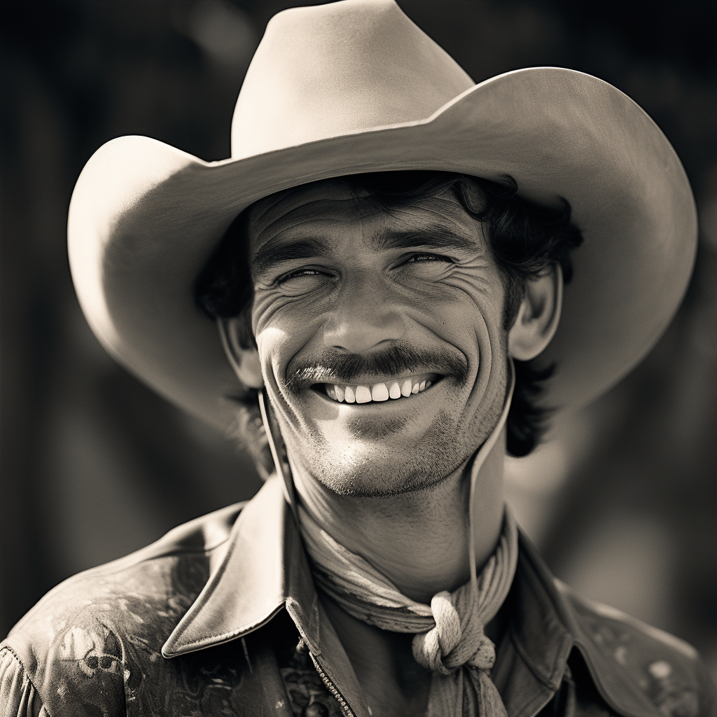 Vintage cowboy smiling photo