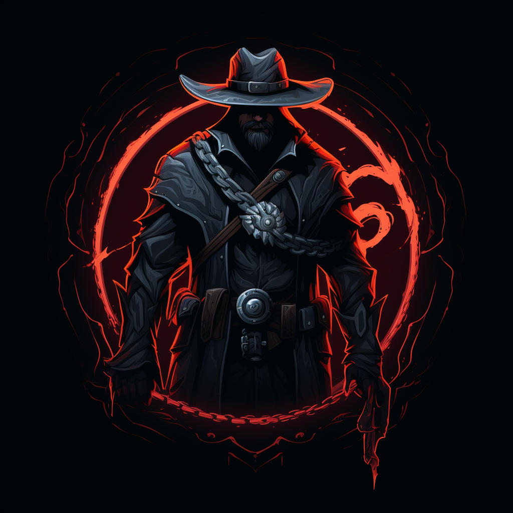 Logo of a cowboy with a lasso on black background