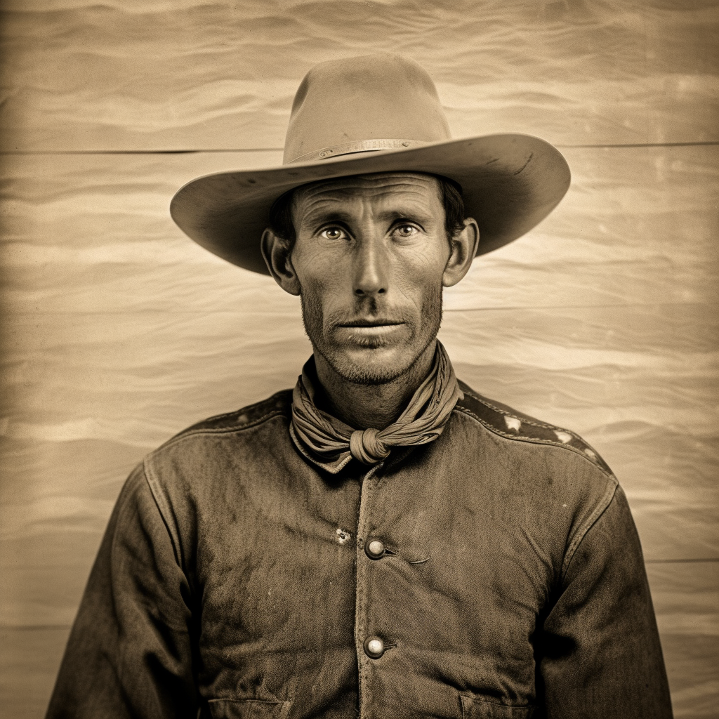 Vintage cowboy mugshot image