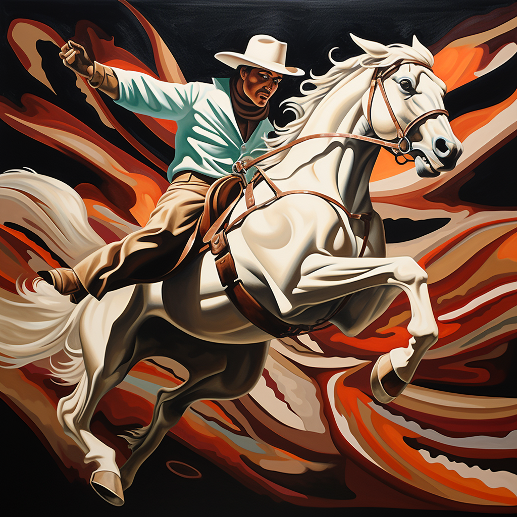 Cowboy Rodeo on Jumping Horse