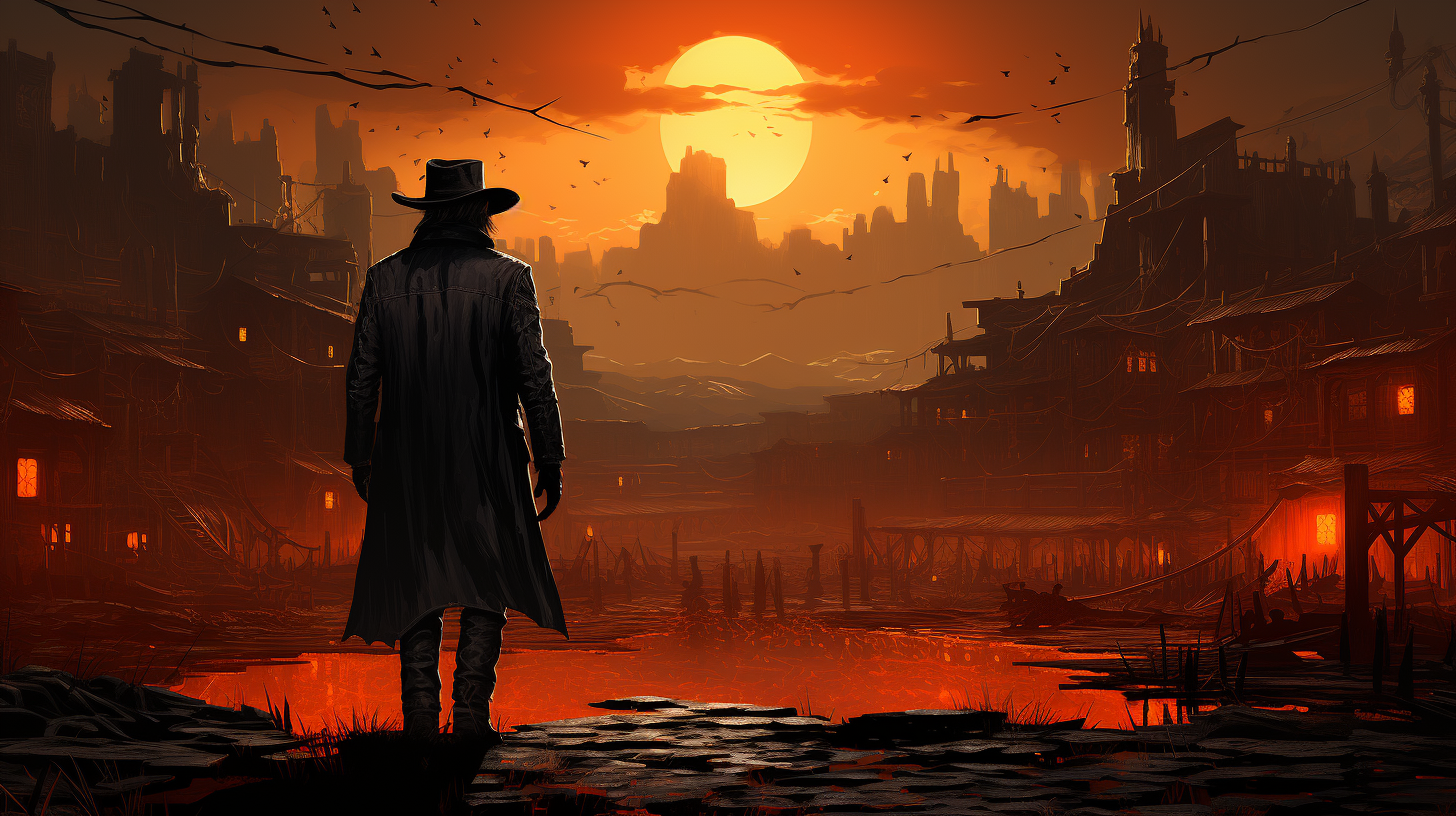 Cowboy Shooting in Cyberpunk Setting