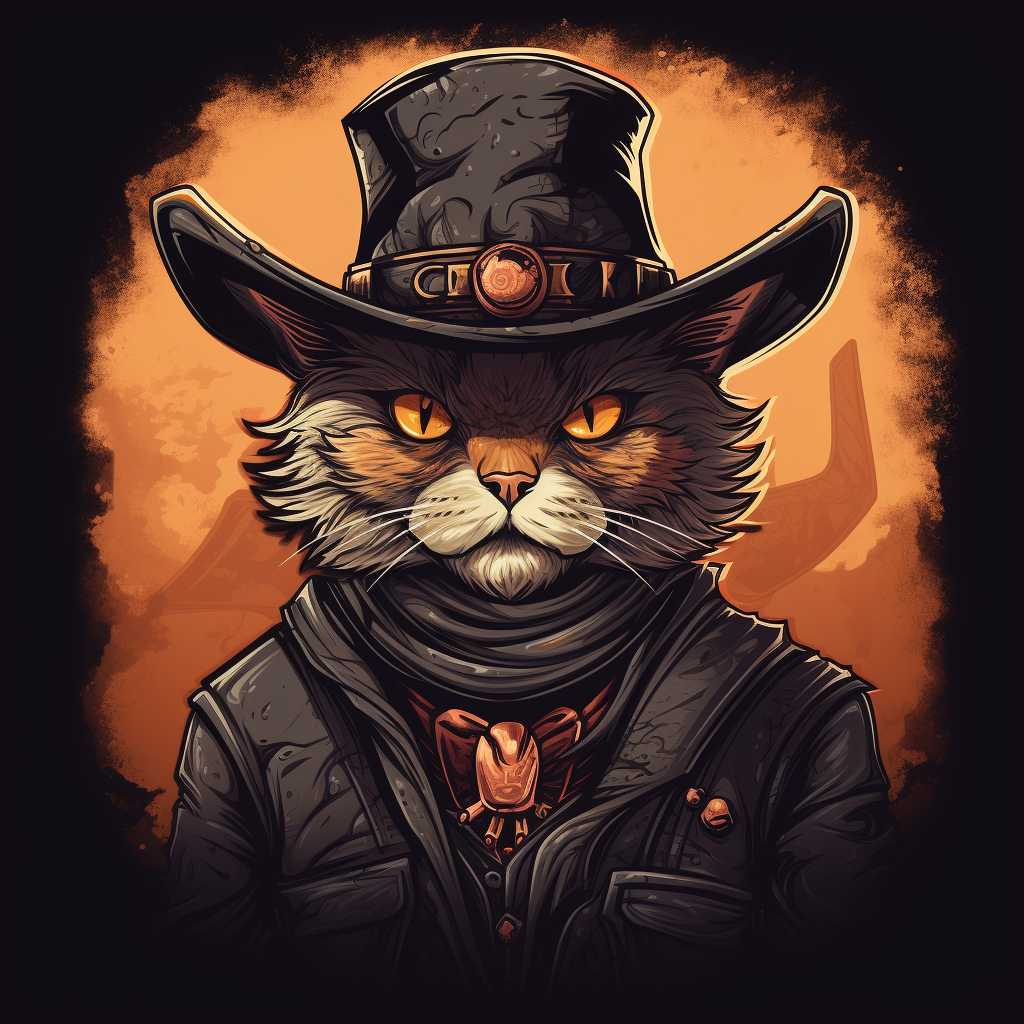 Cowboy Outlaw with Cat in a Hat