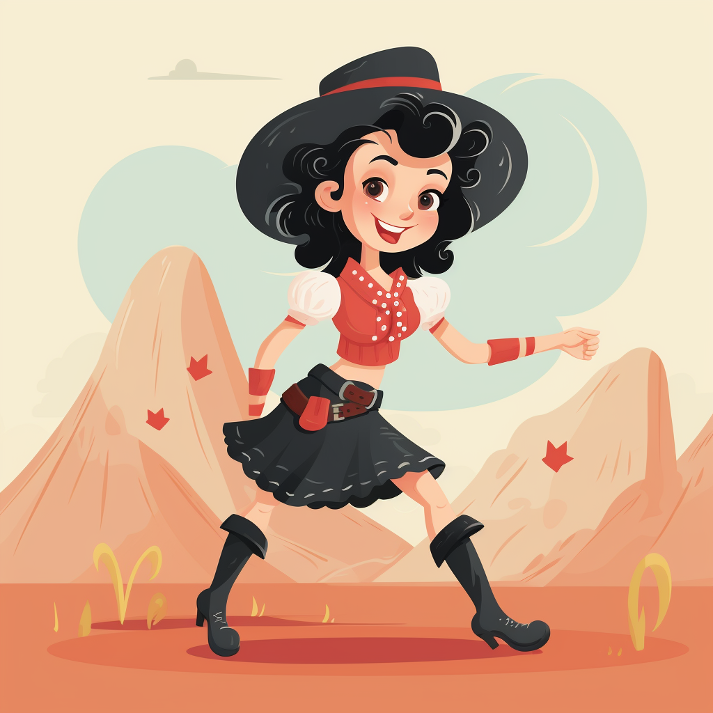 Retro cowgirl cartoon character