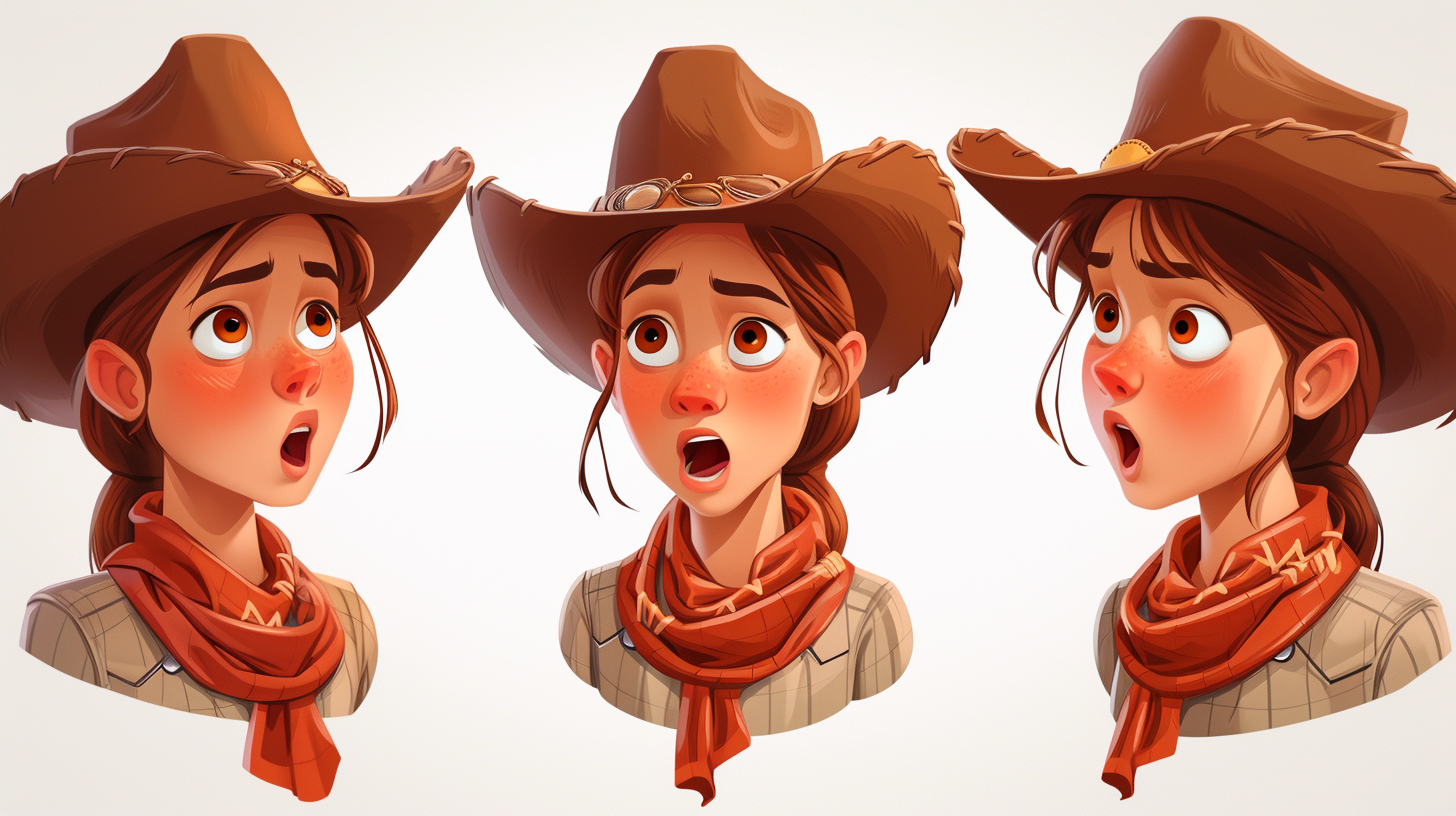 Cowgirl Expressions on White Background