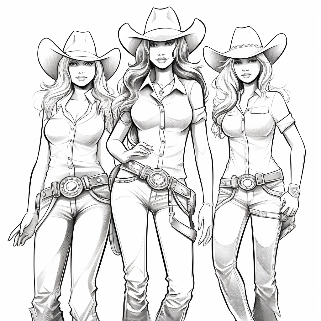 Illustration of Beautiful Cowgirls