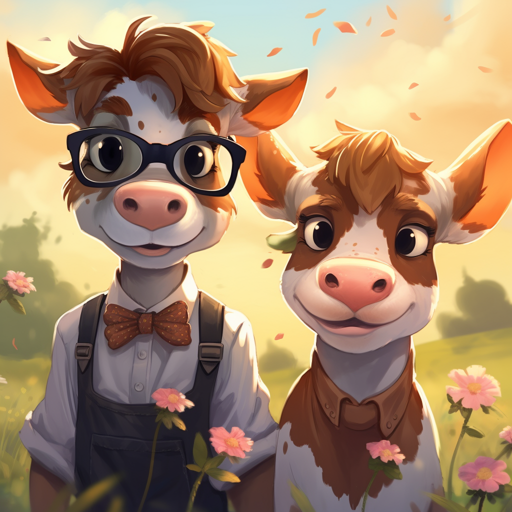 Cute cartoon cows on a romance novel cover