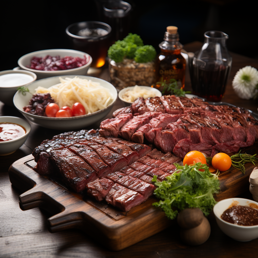 Cows serving delicious Wagyu steak to their friends