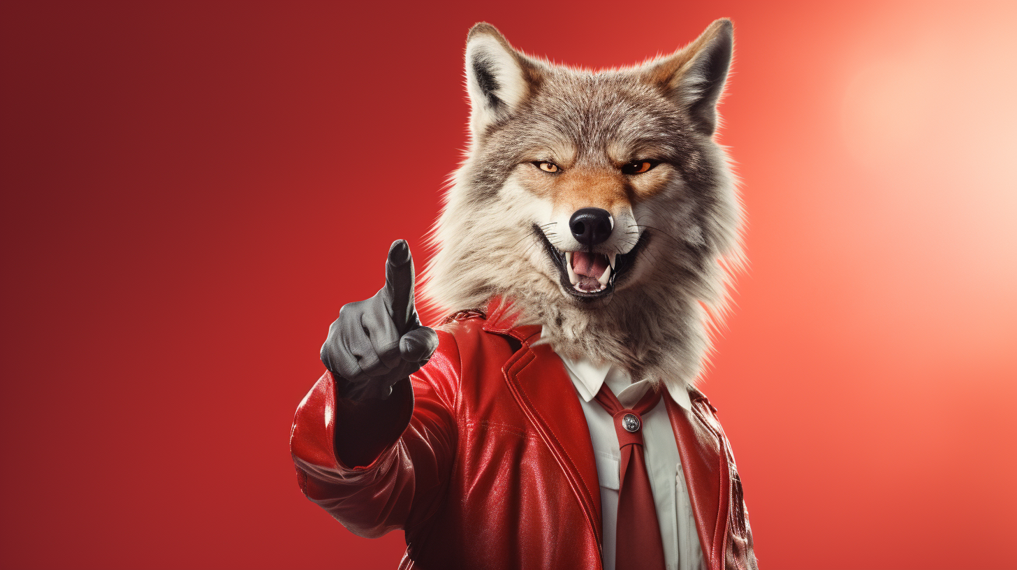 Coyote holding Coca Cola, showing middle finger