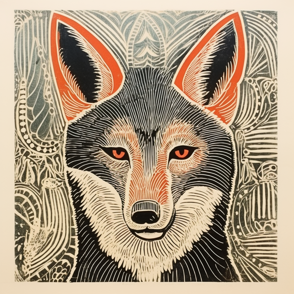 Coyote Folk Art Print