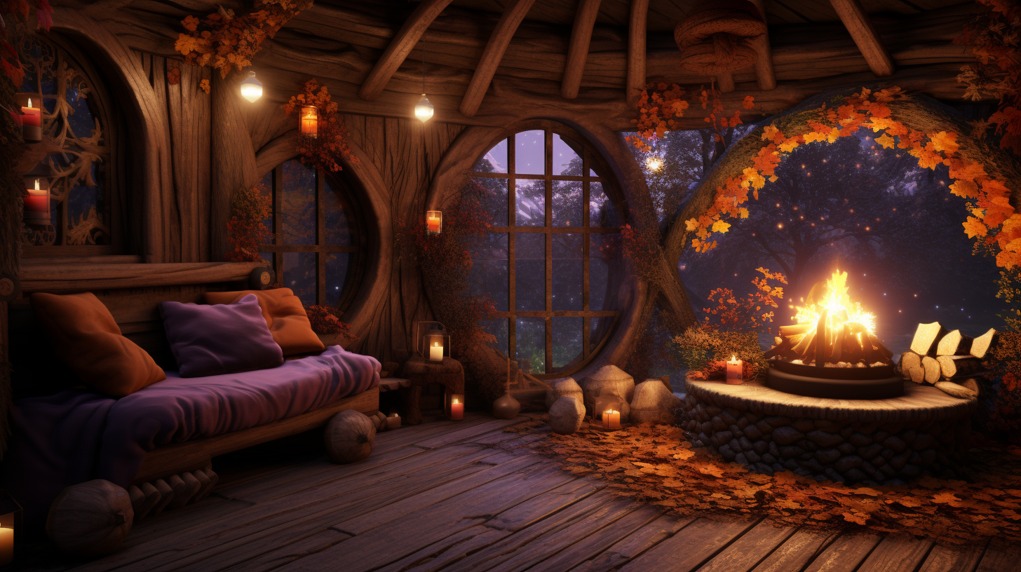 Cozy Autumn Night Cabin