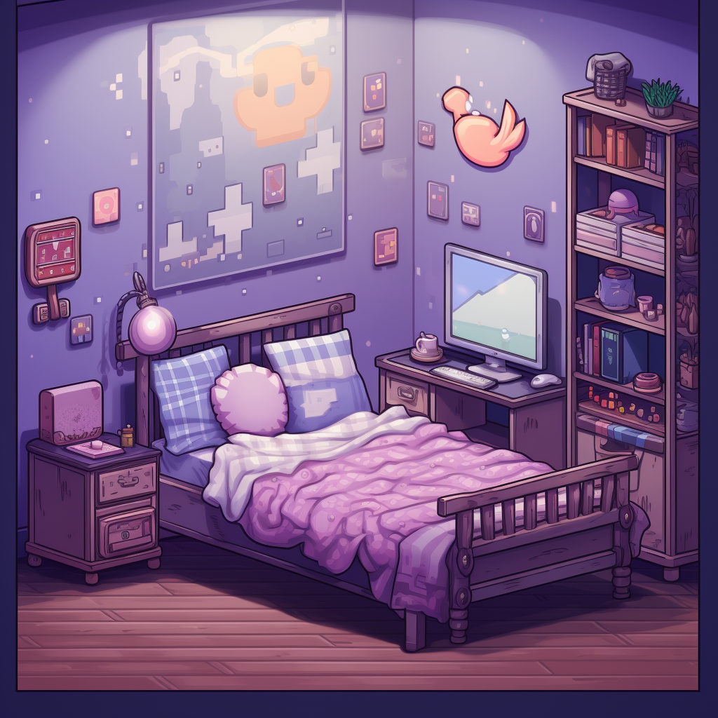 Cozy Bedroom Pixel Art Front View