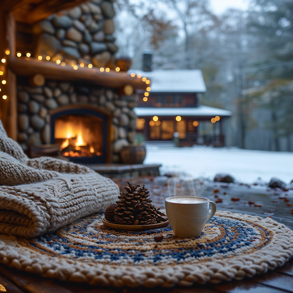 Cozy Cabin in Woods with Fireplace and Coffee