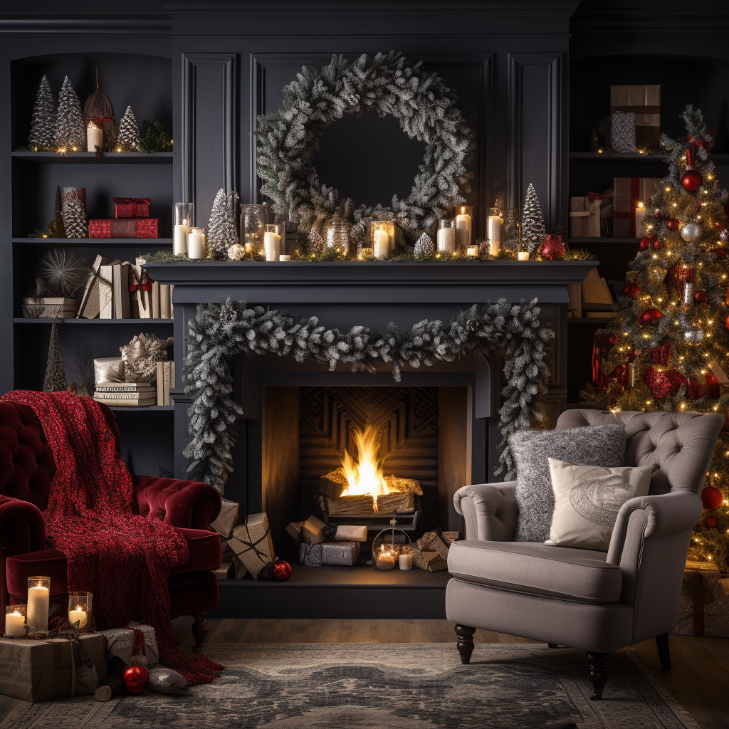 Cozy living room with Christmas decorations