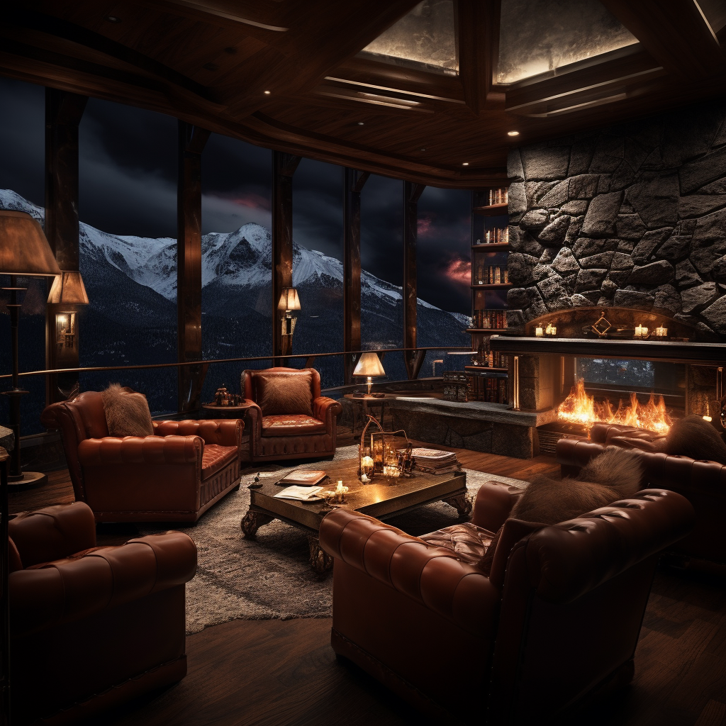 Cozy Luxury Cigar Room Snow Peak Mountain