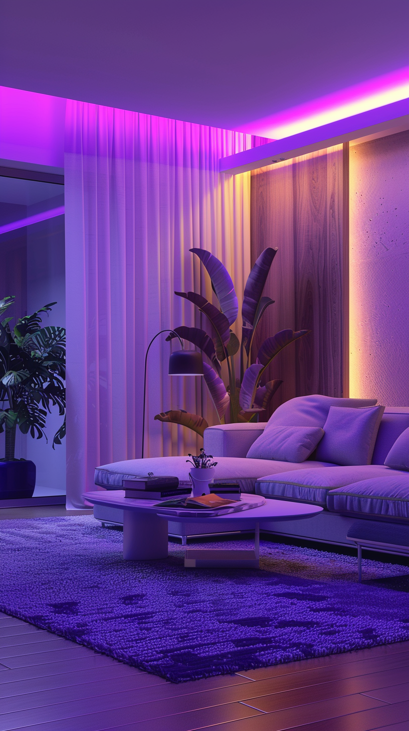 Cozy Living Room in Neon Purple