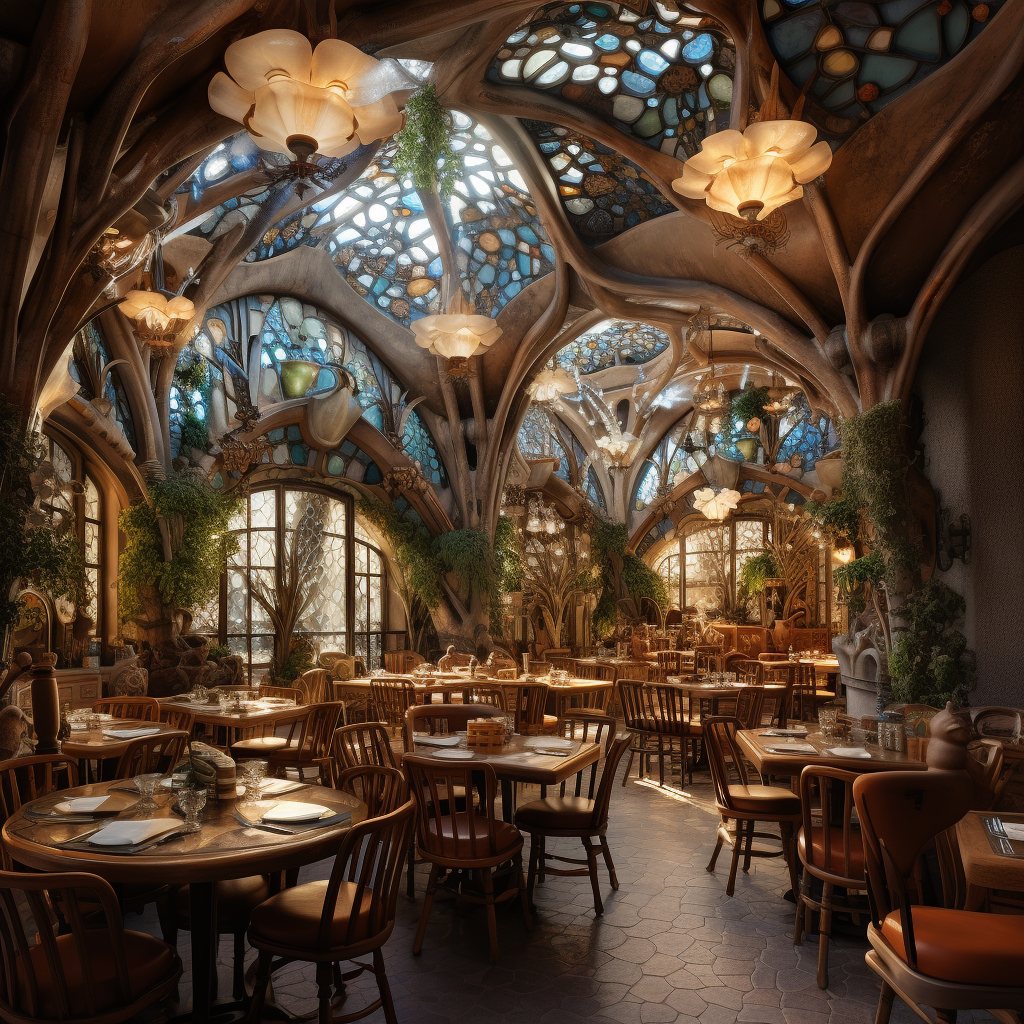 Cozy Restaurant with Gaudi Architecture