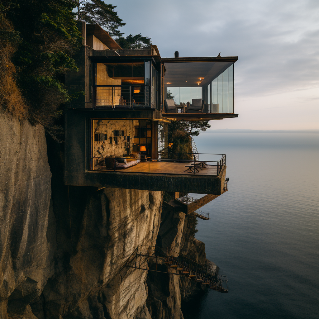 Cozy Rock House on Ocean Cliff