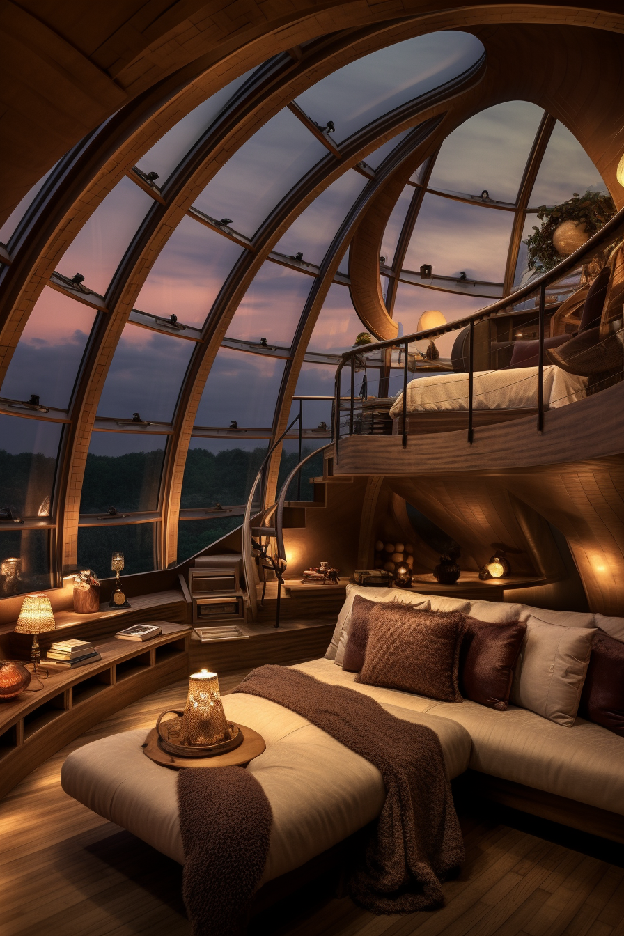 Cozy round rooftop interior decor