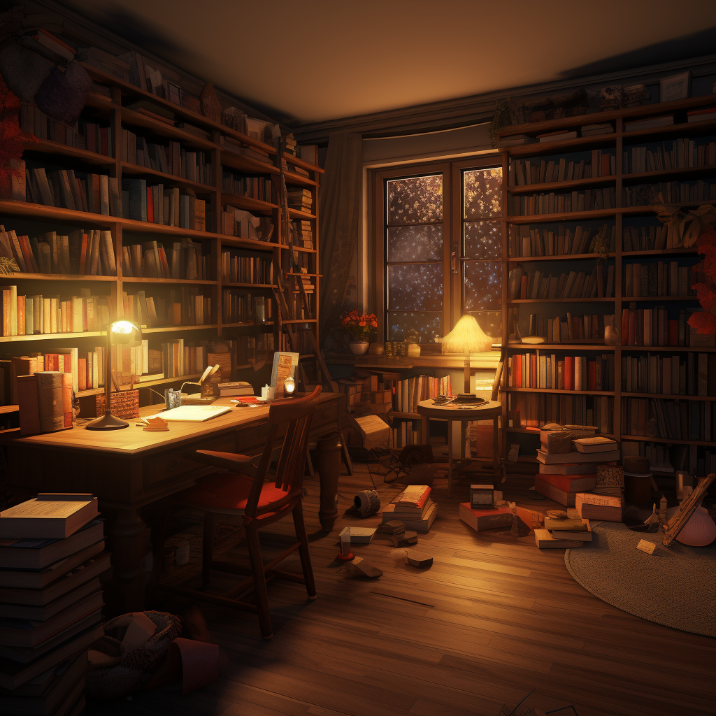 Cozy study corner with open books