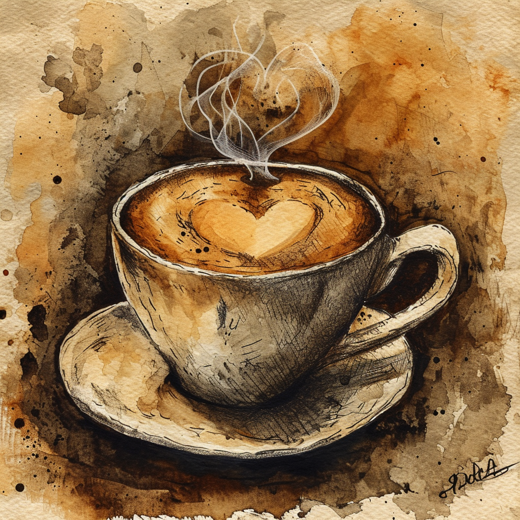 Hand-drawn coffee steam heart