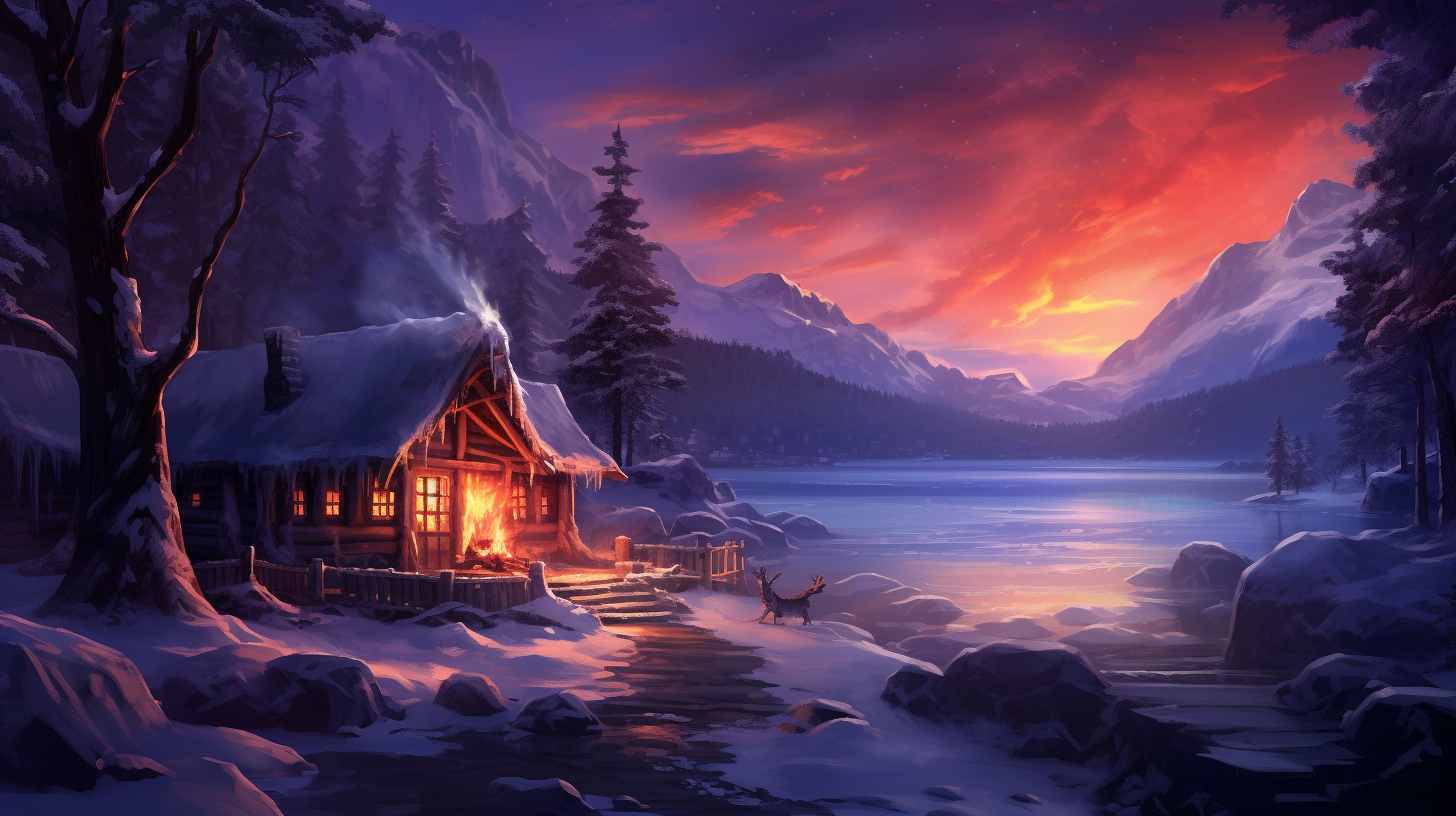 Peaceful scene of fire and ice